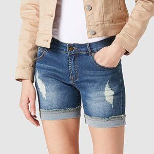 High Rise Blue Denim Cutoff Jean Shorts